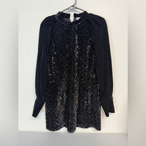Zara Dresses & Skirts - Zara sequin dress Velvet Sequin High Neck Medium black size XXL 2731 250 800